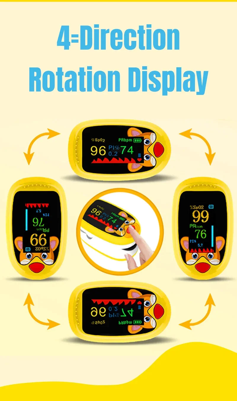 USB Pediatric Oximeter Finger Blood Oxygen Monitor for Children Pulse Oximeter OLED Digital Oximetro Home Medical Thermometer