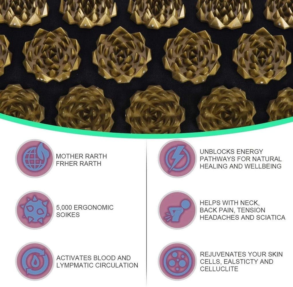 Acupressure Mat and Pillow Set for Muscle Relief - Tidesmit Back Massage Instrument Tidesmit
