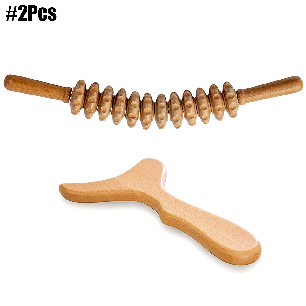 Wood Therapy Massage Tools for Body Contouring | 6 Piece Kit Relaxation Treatment 2Pcs 2 Tidesmit