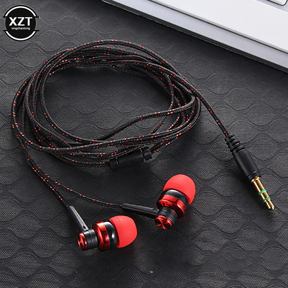 Wired Earphones with Mic, 3.5mm Nylon Braided Cord by Tidesmit Red Tidesmit