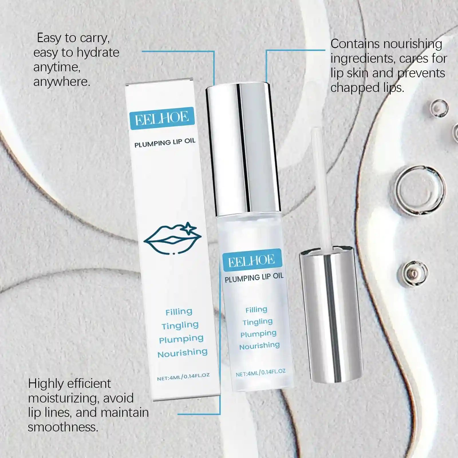 Plumping Lip Oil Moisturizing Gloss – Hydrating Lip Treatment by Tidesmit Lip Care Tidesmit