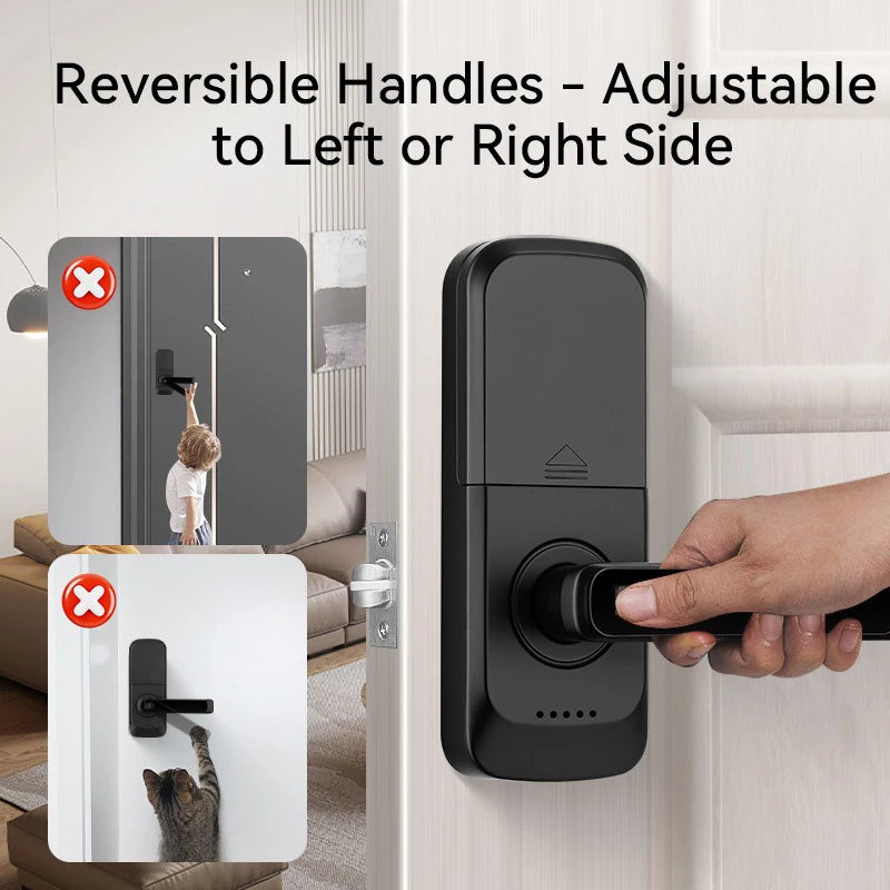 Keypad Door Lock With Handle Fingerprint Door Lock Smart Doorbell Cat eye Peephole Camera Tuya Wifi App Door Locks For Bedrooms