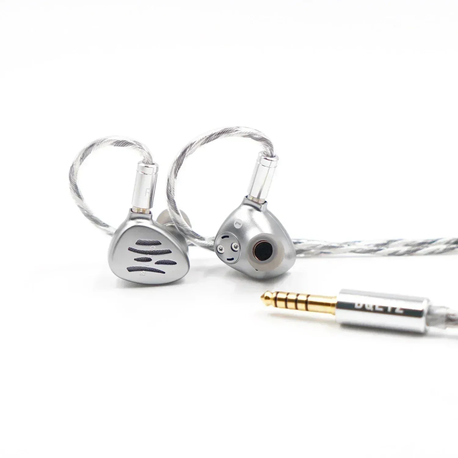 BQEYZ Wind Bone Conduction Dual Driver IEM Headphones by Tidesmit Silver 4.4mm Tidesmit
