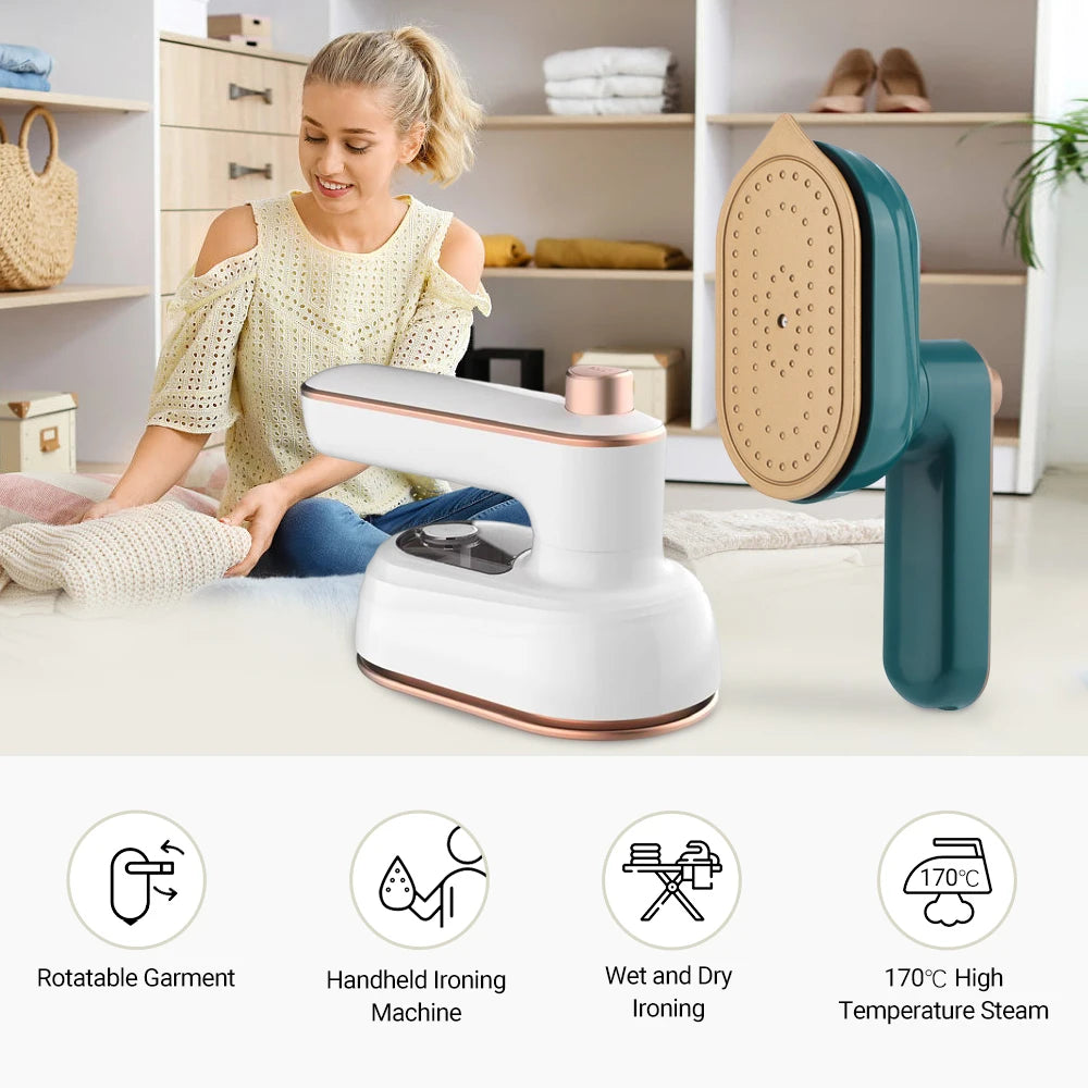 Tidesmit portable garment steamer with rotating head for efficient wet and dry travel clothes ironing