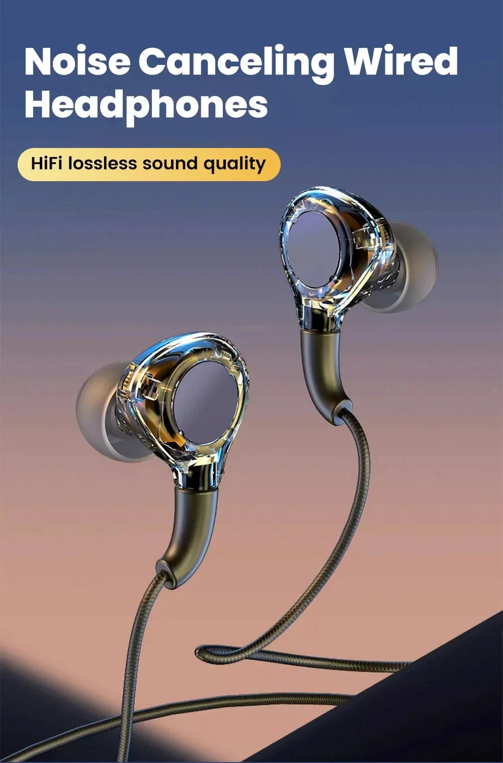 HiFi Wired Headphones with Microphone and Deep Bass by Tidesmit Tidesmit
