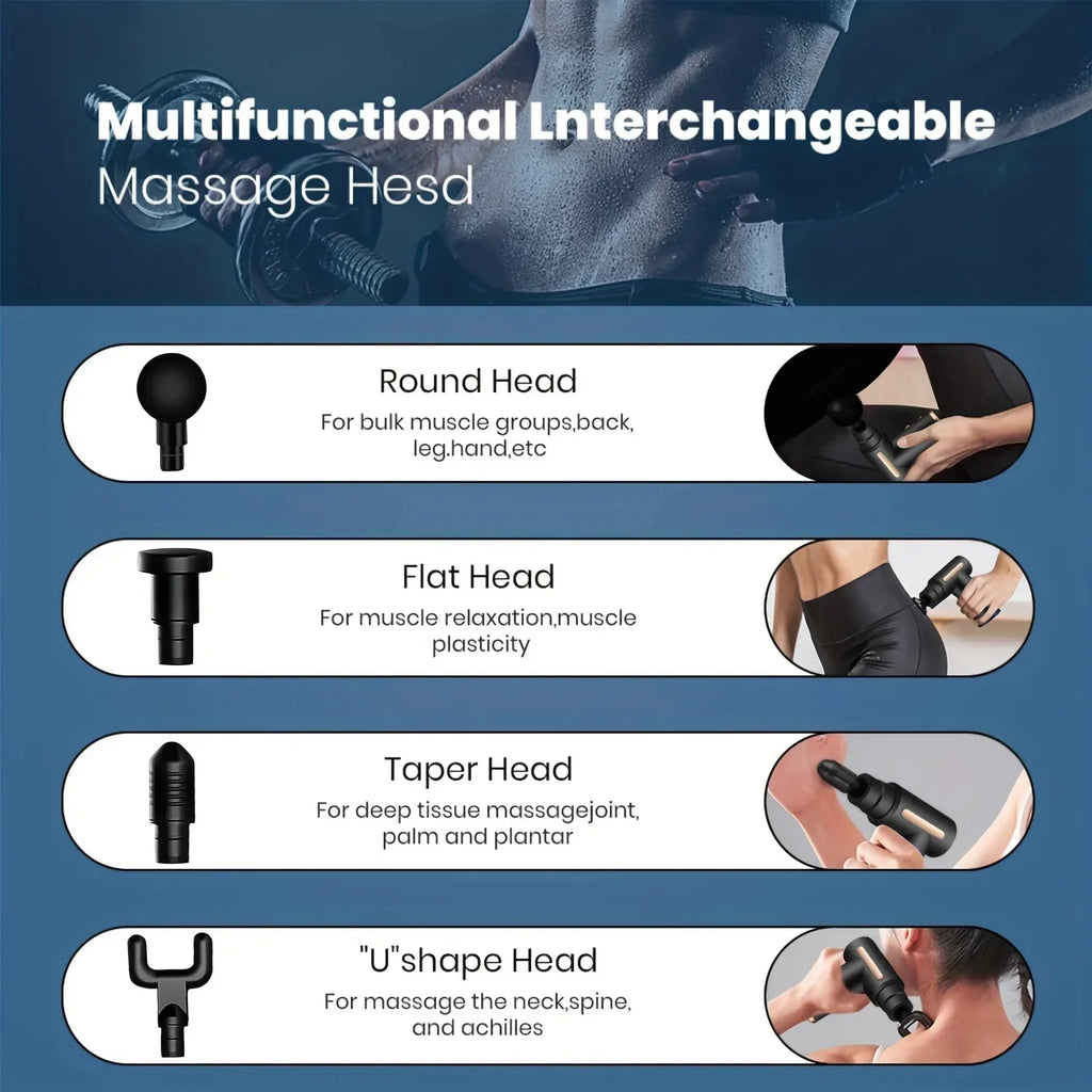 Portable Massage Gun Deep Tissue Tool - Rechargeable Muscle Relief Body Shaping Massage Equipment Tidesmit