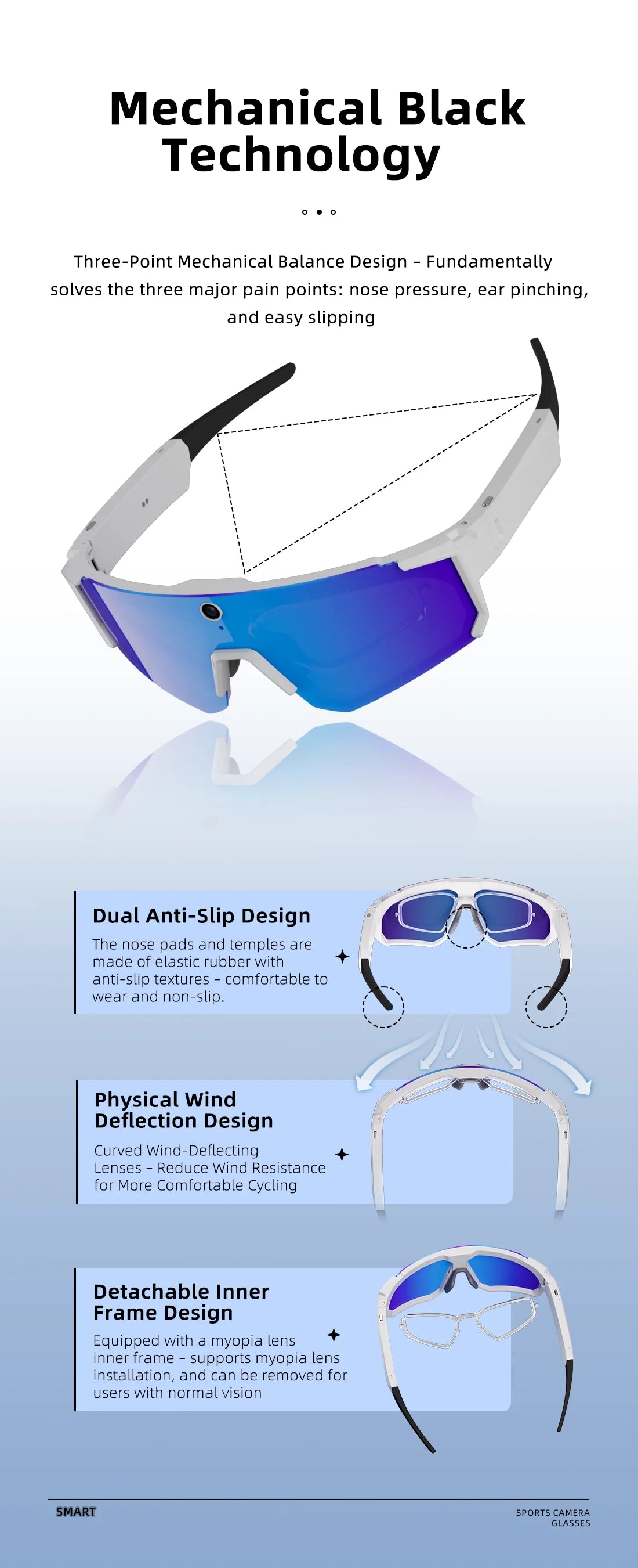 4K Camera Bluetooth Polarized Smart Glasses - UV400 Cycling Series Tidesmit