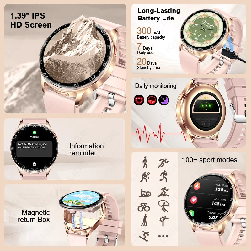 LIGE New 2-in-1 Smart Watch with TWS Bluetooth Earphones Heart Rate Blood Oxygen Monitor New Sport Fitness BT Call Music Watches