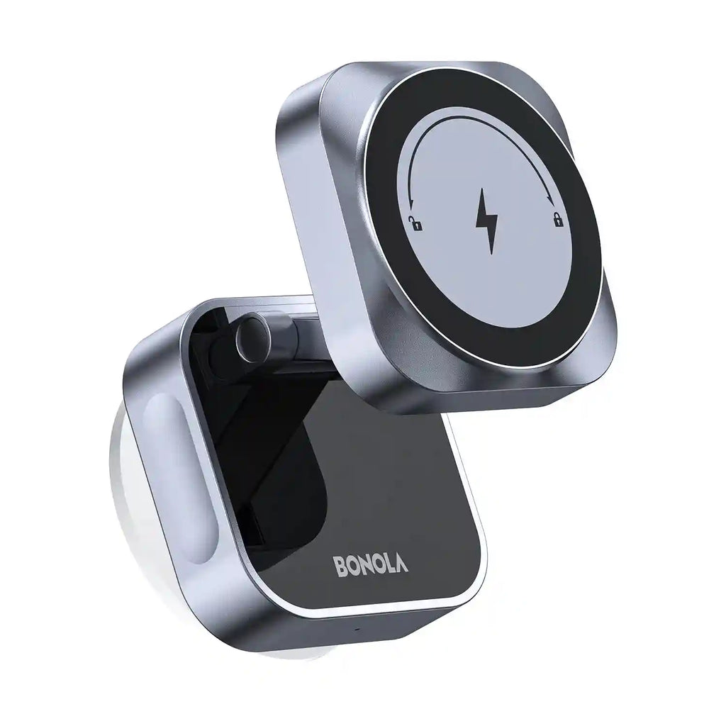 Tidesmit 15W Magnetic Wireless Car Charger with Suction Cup Mount - Gray Tidesmit