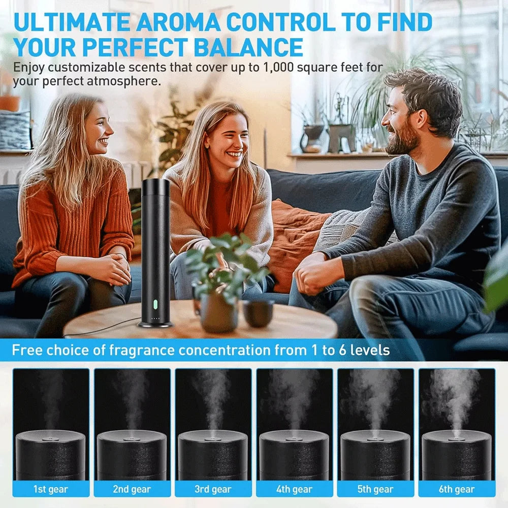 Smart Waterless Aromatherapy Essential Oil Diffuser Professional Scent Air Machine Column Aroma Diffuser for Home Large Room