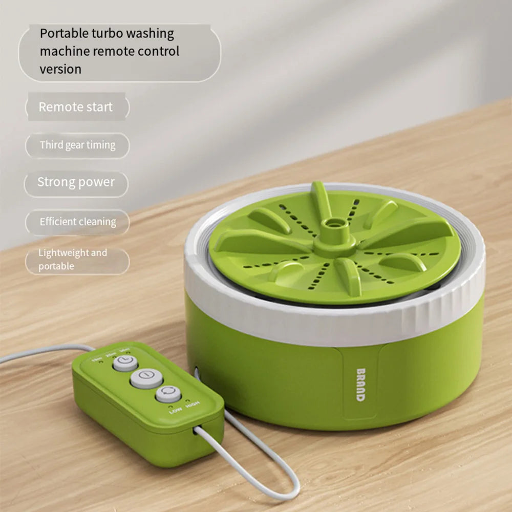 Tidesmit portable ultrasonic mini washing machine and fruit dishwasher showing remote control and rotating turbo