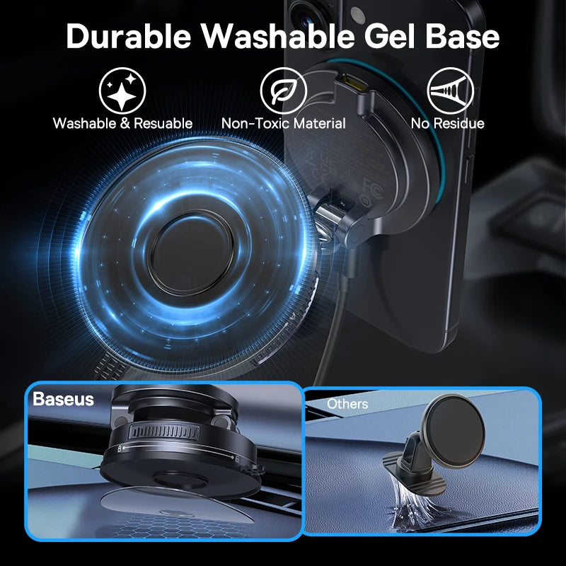 Magnetic Car Phone Holder & Qi Certified Fast Wireless Charger - Silver Tidesmit