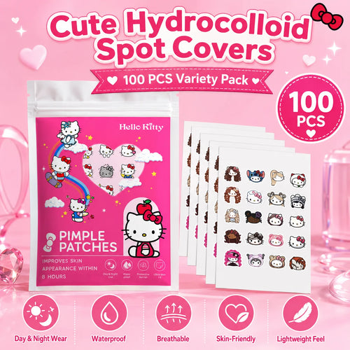 Hello Kitty hydrogel acne patch packets, 100 count variety pack