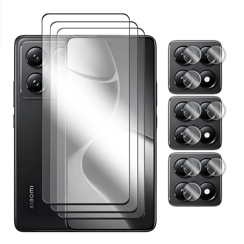 6in1 For Xiaomi 14T Pro Glass For Xiaomi 14T 15T Pro Tempered Glass Full Cover Screen Protector For Xiaomi 14T 15T Lens Film AE 3 Glass and 3 Lens Tidesmit