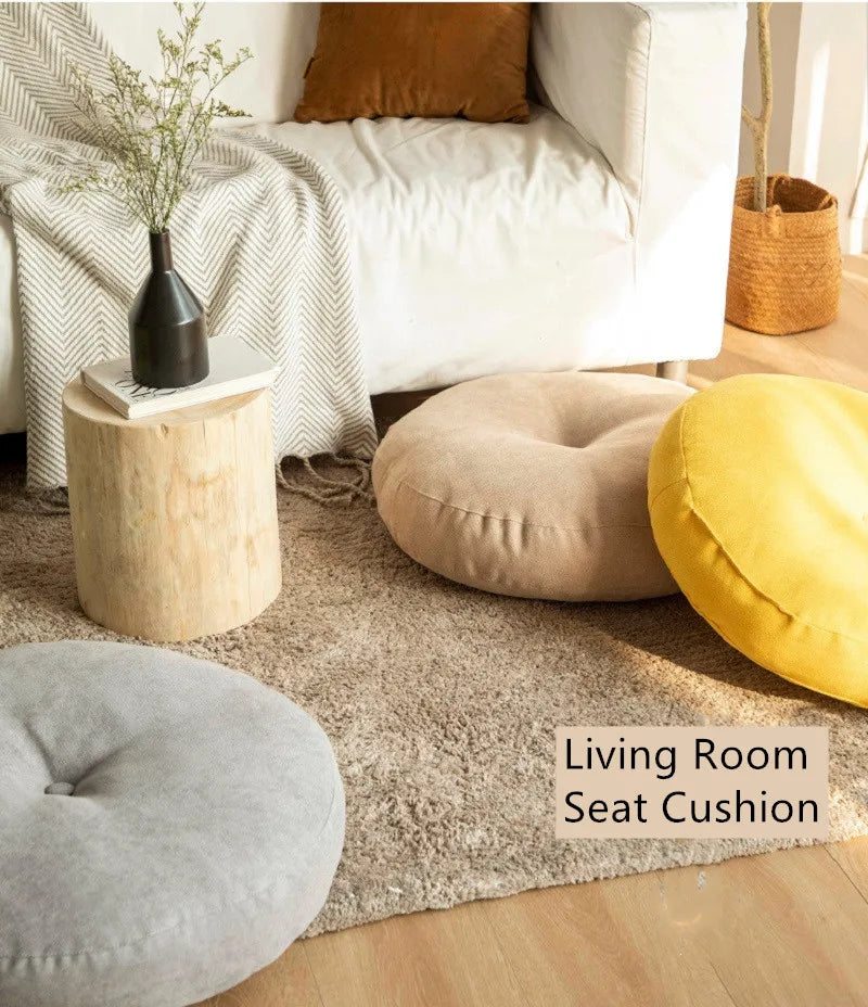 Floor Seat Pillow Solid Color Suitable for Meditation Yoga Round Seat Pads Mat Pouf Sofa Chair Bed Car Seat Pillows Cushions