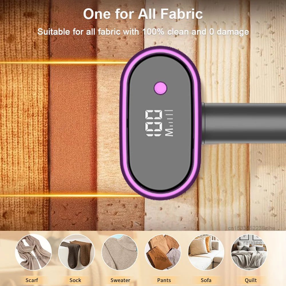 Tidesmit electric lint remover showing high-speed double motor mechanism and USB charging port for fabric care