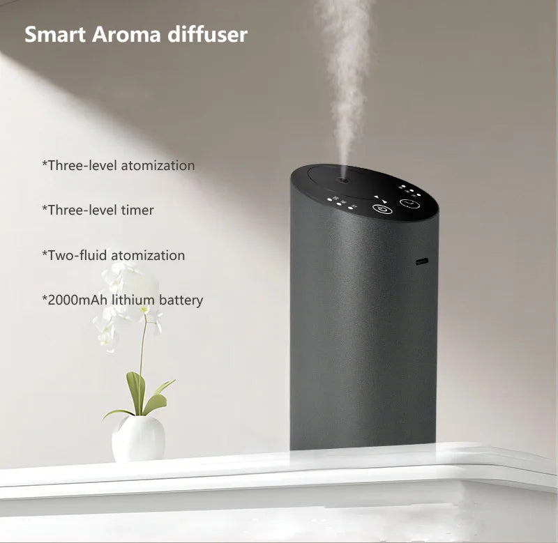 Aluminum Waterless Car Aroma Diffuser 2000mAh Portable Smart Essential Oil Scent Machine Wireless Nebulizer for Auto Home Office