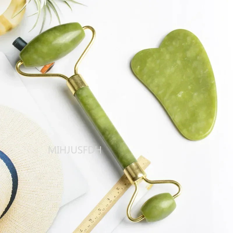 Jade Roller Massager 3-Piece Set for Face and Muscle Relief Back Massage Instrument Tidesmit