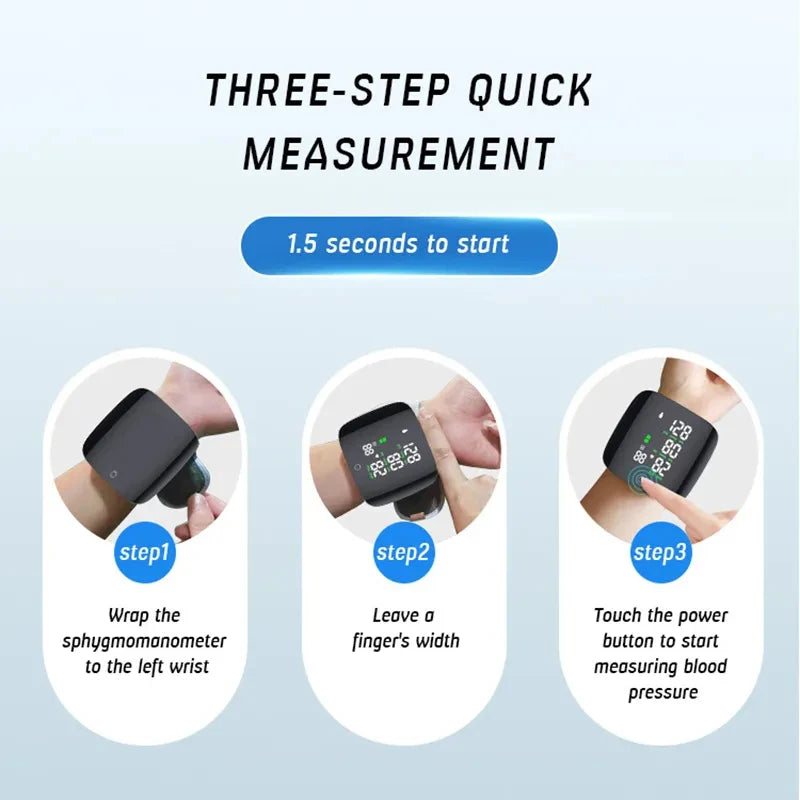 Recharge Digital Wrist Blood Pressure Monitor English Voice Sphygmomanometer Heart Rate Pulse Meter Medical Tonometer USB