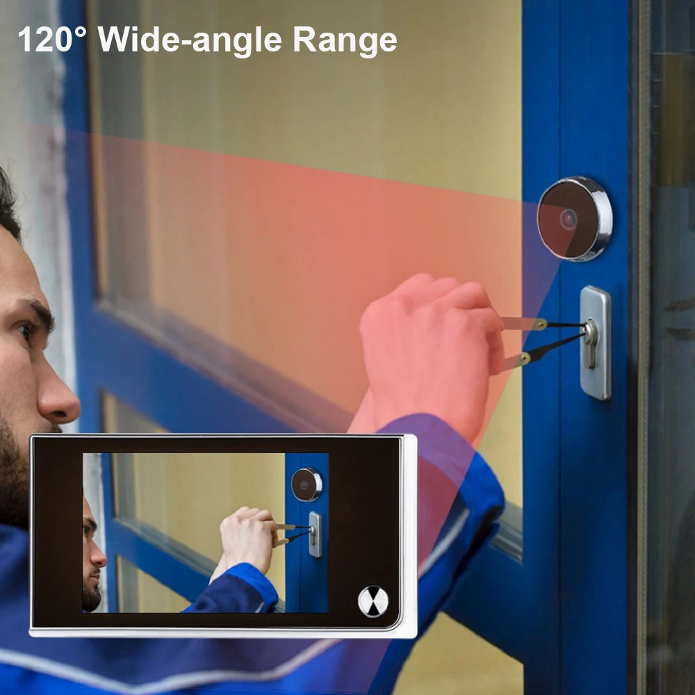 Elecpow 3.5 inch Peephole Video Doorbell Camera 120 Degree Angle Peephole Viewer Smart Home Outdoor Cat Eye Visual Doorbell