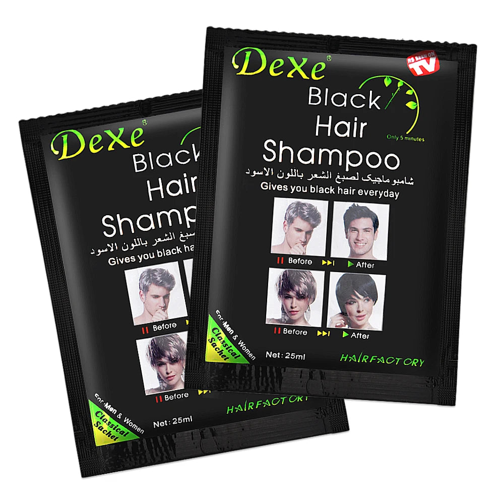 10 Pcs Dexe Fast Black Hair Shampoo 5 Mins Fast Become Black Hair Dye Herb Natural Hair Care Restore Colorant Shampoo Hair Care