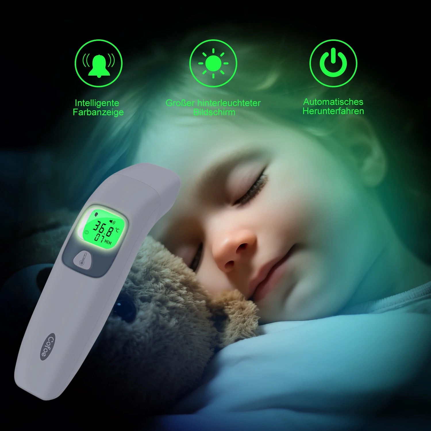Cofoe Digital Forehead Thermometer Forehead Ear Non-Contact Thermometer Baby/Adult Temperature Measure Digital Thermometer