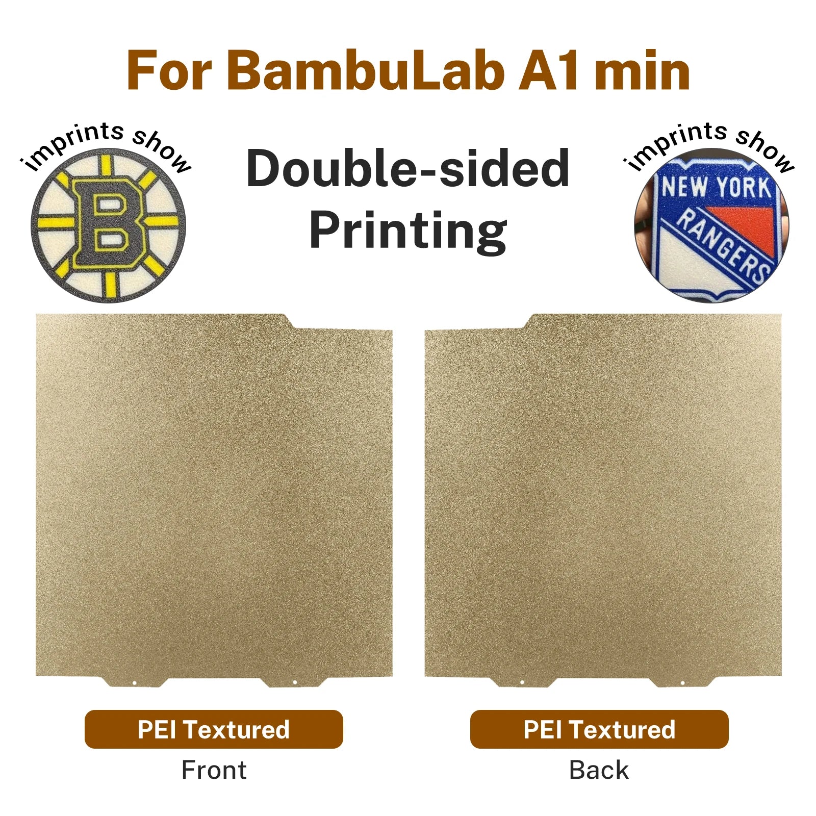Double-sided 184x184mm textured PEI build plate for Bambu Lab A1 Mini, ideal for durable, easy-release 3D printing.