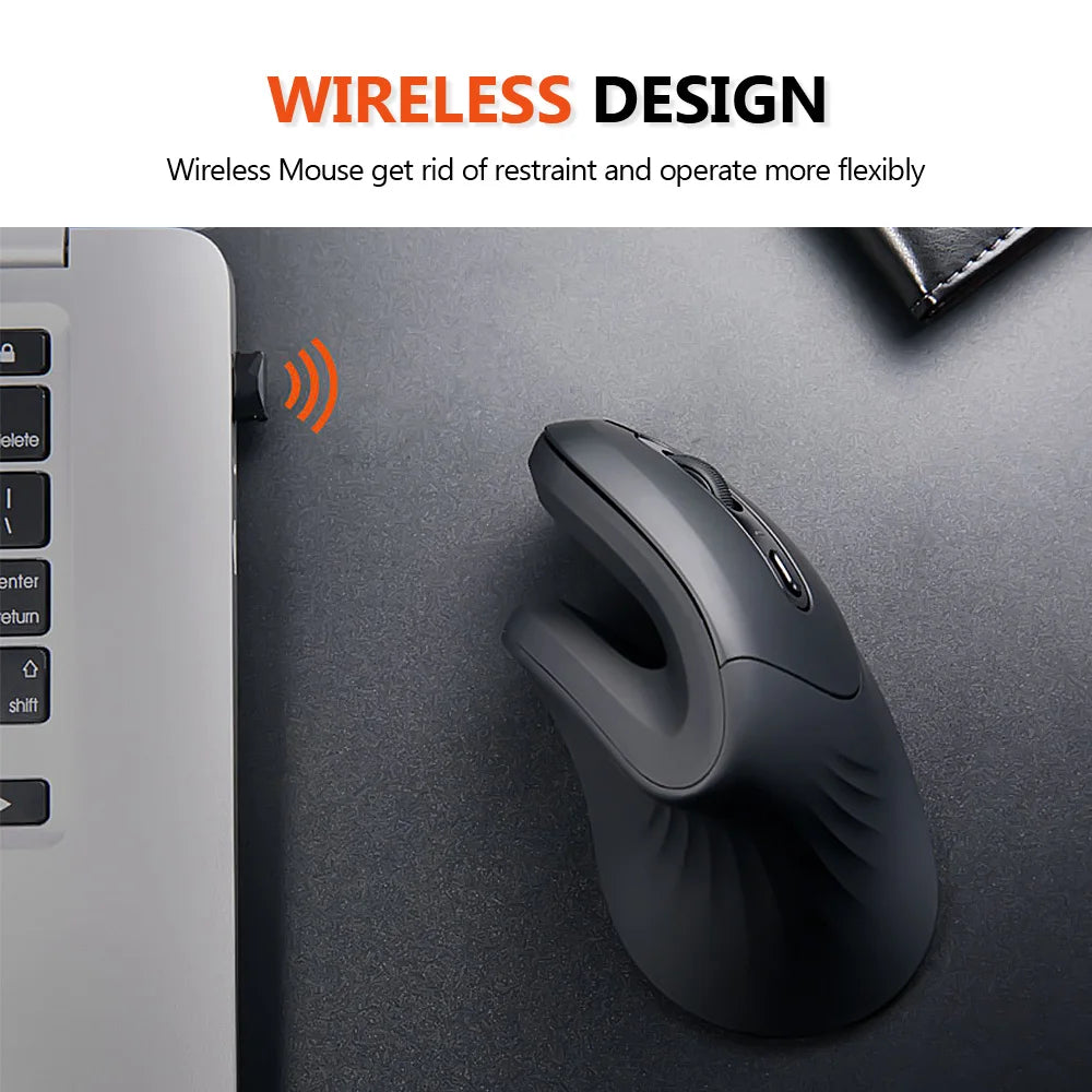 DAREU Ergonomic Vertical Wireless Mouse 2.4Ghz Optical Skin 6 Buttons Comfortable Gaming Mice with Adjustable DPI For Computer