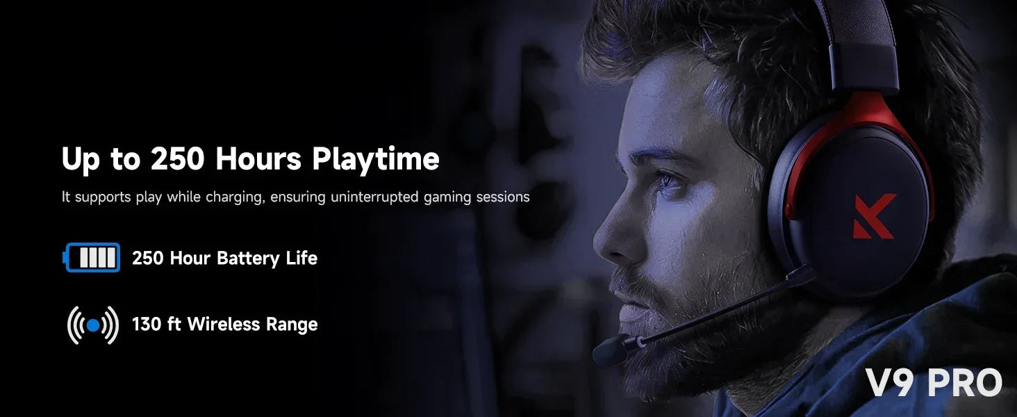 MCHOSE Wireless Gaming Headset Surround Sound Noise Canceling Tidesmit Tidesmit