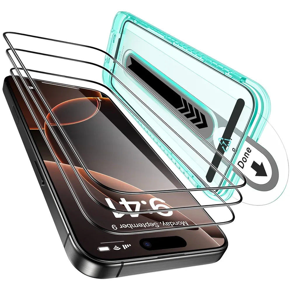 iPhone 16 Anti-Peek Screen Protector Tempered Glass 3 Pack Tidesmit