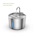 2.2L stainless steel cat and dog water fountain with filtered auto-dispenser and LED water level window.