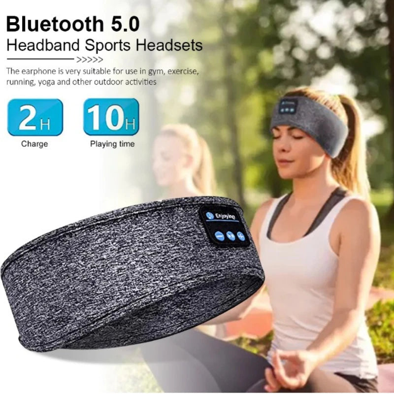 Bluetooth Sleep Headband Wireless Headphones - Breathable Fabric (Gray/Black) Tidesmit