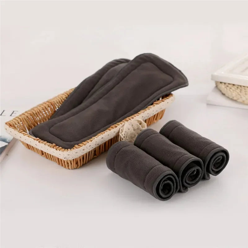 1PC Adult Diaper Insert 4/5-Layer Bamboo Charcoal High Absorption Washable Cloth Diapers Liner Reusable Nappies for Incontinent