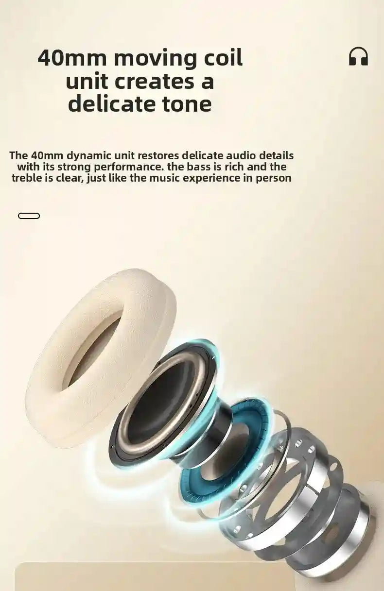 Wireless Over-Ear Headphones with Active Noise Cancellation and HiFi Stereo Tidesmit