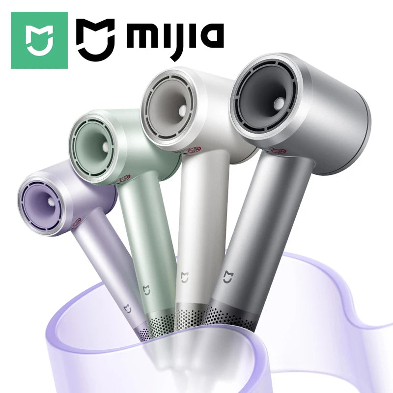 MIJIA High-Speed Hair Dryer Pro in various colors: modern ergonomic design for fast, salon-quality hair drying.