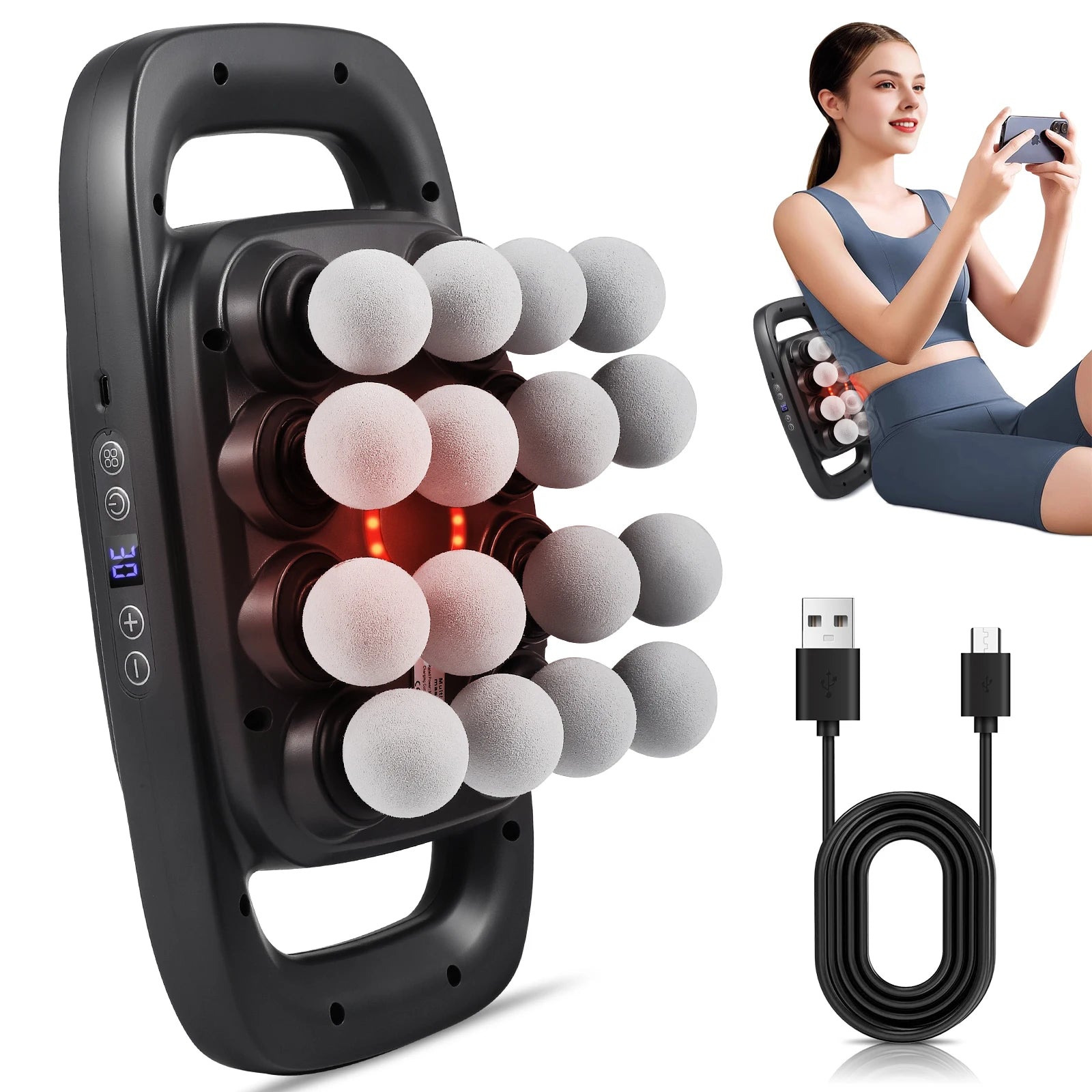 Fascia Gun 16 Heads Deep Tissue Massager - Rechargeable Sports Recovery Fascia Gun Tidesmit