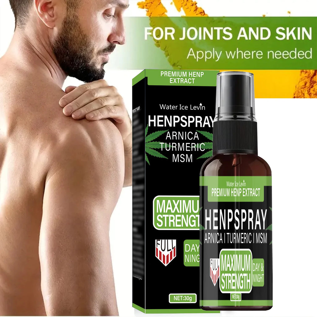 Premium Hemp Spray Extract with Arnica, Turmeric & MSM for Maximum Strength Day & Night Relief & Skin Care.