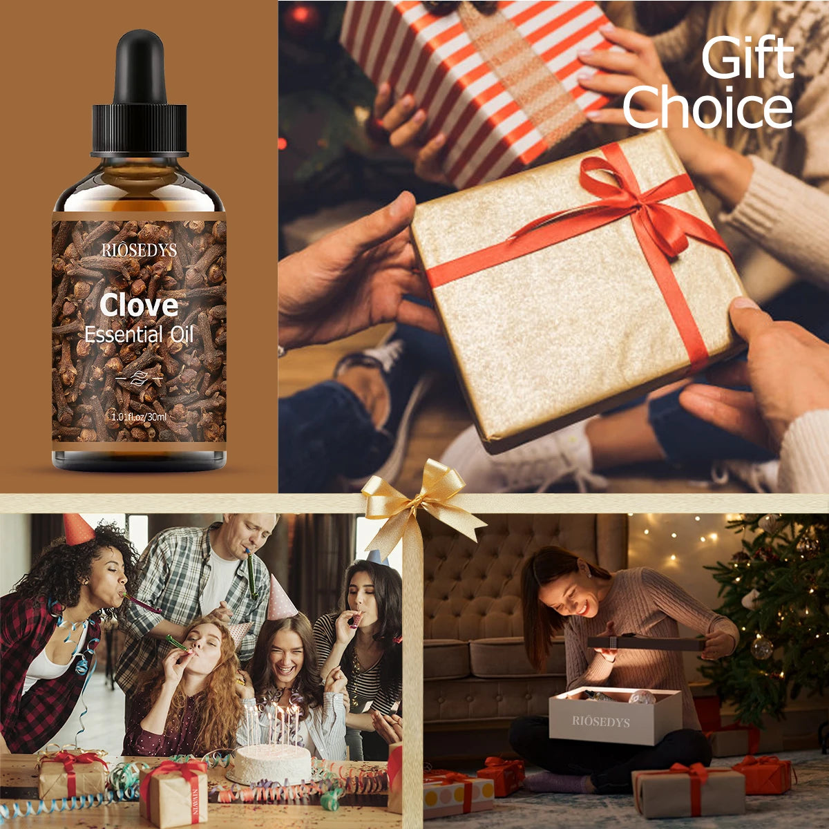 Clove essential oil, with a woody scent, is suitable for body massage and hair care, and can also be used in aromatherapy.
