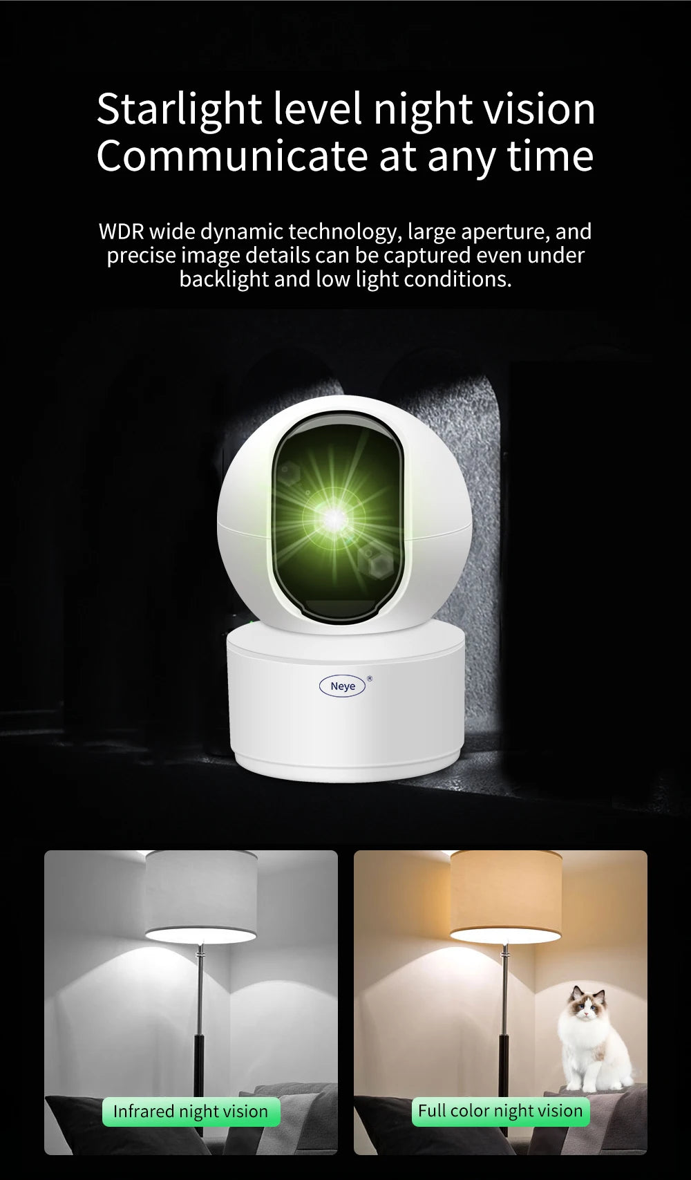 Neye S5 WiFi Smart Camera 8MP 4K Indoor Baby Monitor 360 ° Pan Tilt Automatic Tracking Camera CCTV Bidirectional Audio Camera