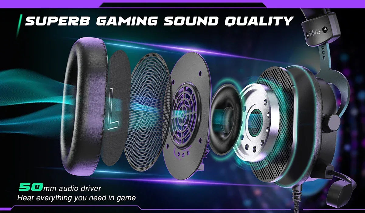 Tidesmit 7.1 Surround Sound PC Gaming Headset for PC PS5 Black Tidesmit