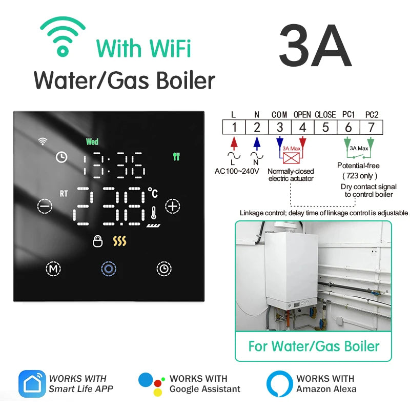 WiFi Smart Thermostat Tuya Remote Temperature Controller for Electric Floor Heating Water/Gas Boiler Yandex Google Home Alexa
