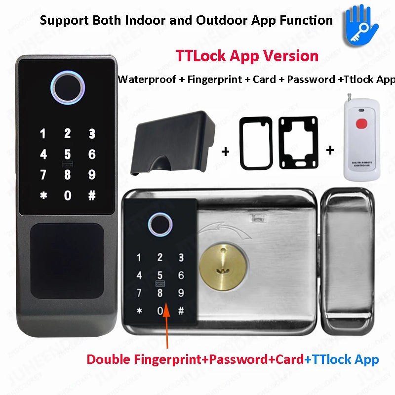 Waterproof Tuya Wifi Smart Lock Fingerprint RFID Card Passcode APP Remote Control TTLock Bluetooth Entry Electronic Rim Lock