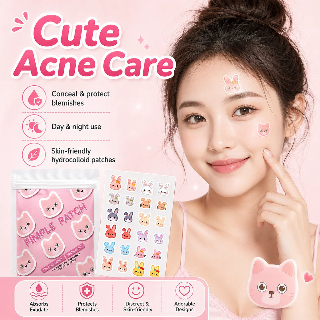 120pcs Cartoon acne patch, cute cat-shaped facial concealer acne patch, safe, non-toxic, gentle and non-irritating, suitable for