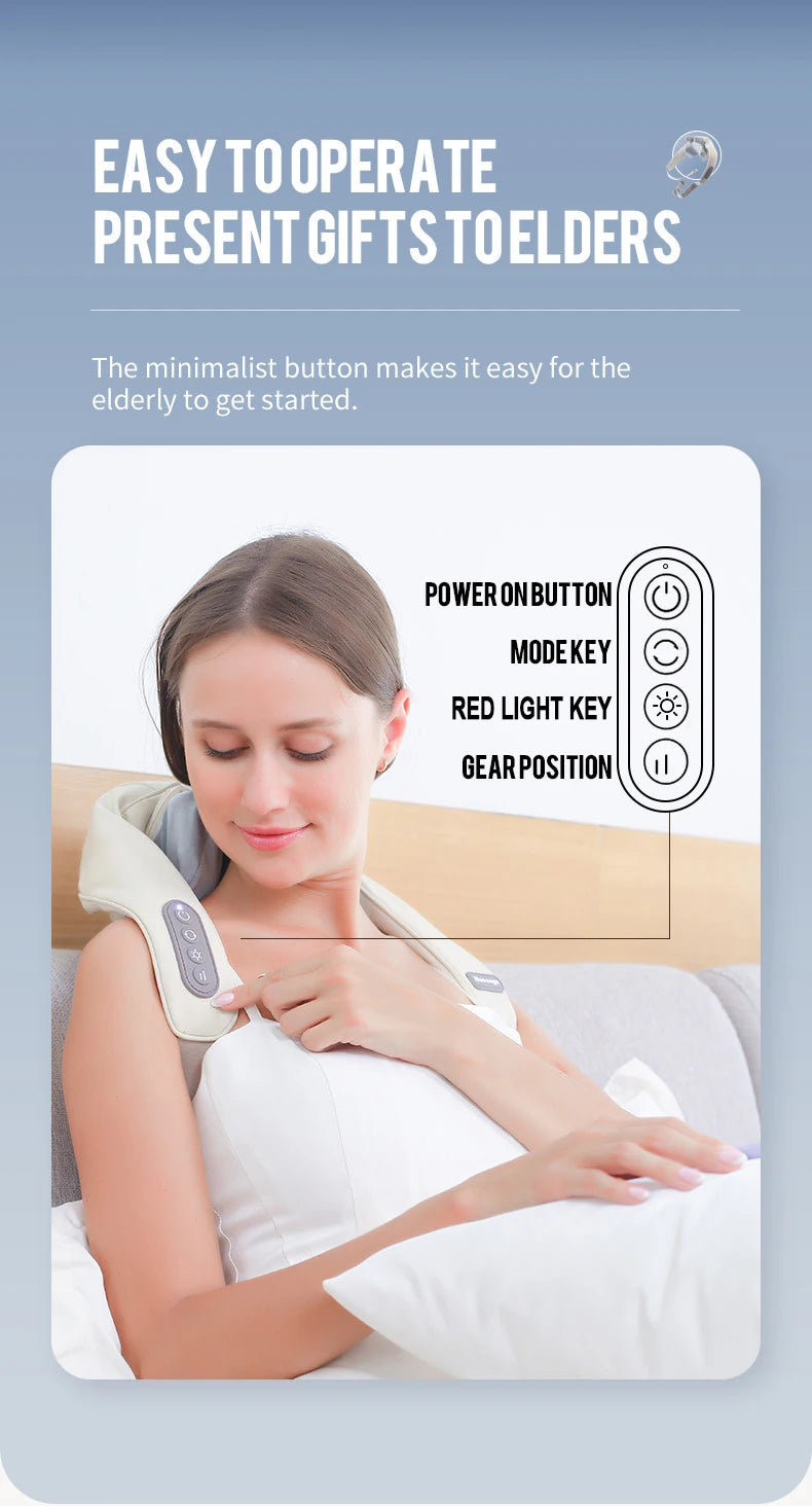 Electric Neck and Shoulder Massager - Cordless Deep Tissue Heat Therapy Body Shaping Massage Equipment Tidesmit