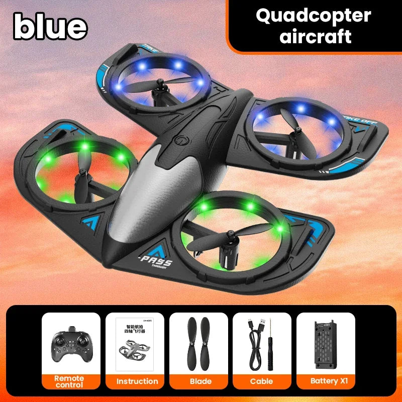 Foldable Camera Drone - Beginner RC Quadcopter with Obstacle Avoidance Blue Single camera Tidesmit