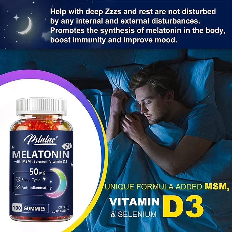 Melatonin Gummies - Helps Fall Asleep Faster, Improve Sleep Quality, Quick Dissolution, Regulate Biological Clock,Non-GMO