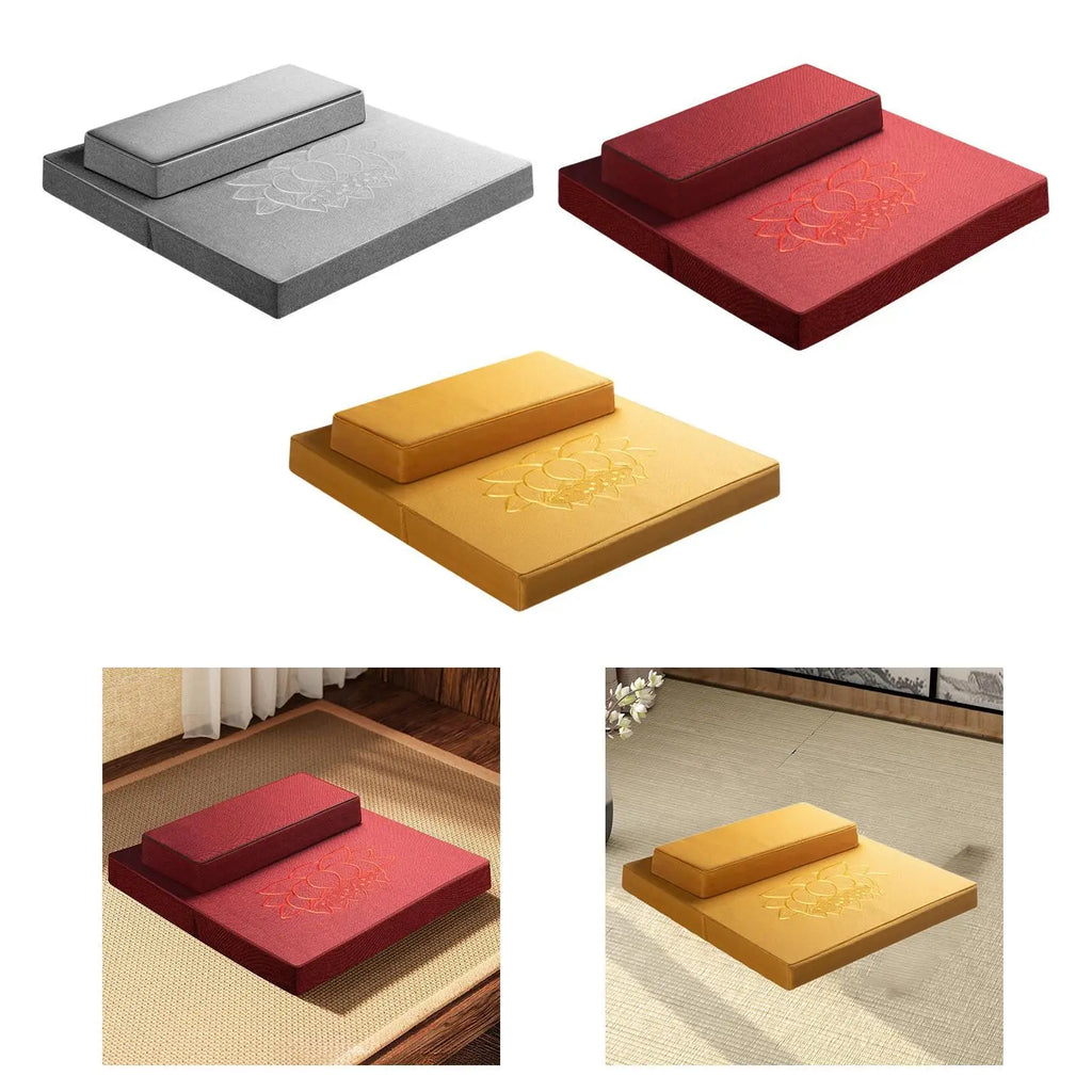 Yoga Accessories Seat Thick Cotton Linen Meditation Cushion Set Foldable Floor Pillow for Home Use