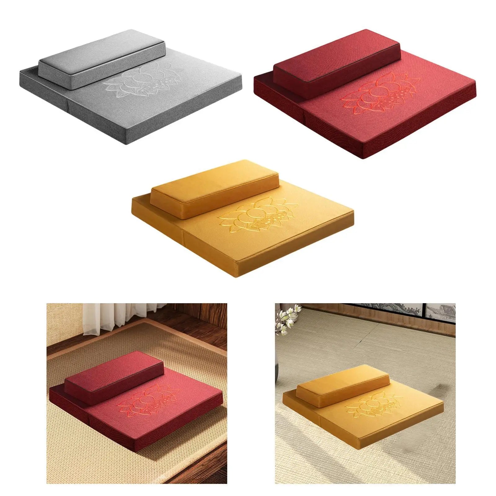 Yoga Accessories Seat Thick Cotton Linen Meditation Cushion Set Foldable Floor Pillow for Home Use