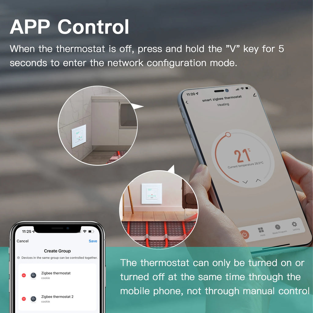 BSEED Zigbee Thermostat LED Touch Screen Switches Electric Floor Heating Room Alexa Temperature Controller Tuya App USB Socket
