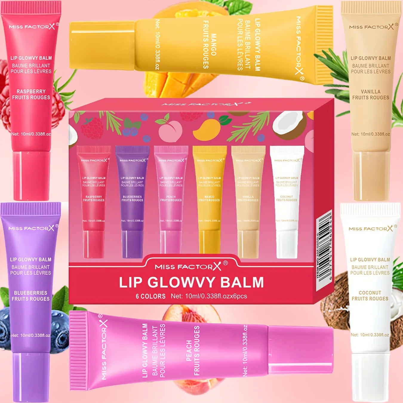 Fruit Flavored Lip Oil Set – 6-Piece Hydrating Lip Care Treatment Lip Care Tidesmit